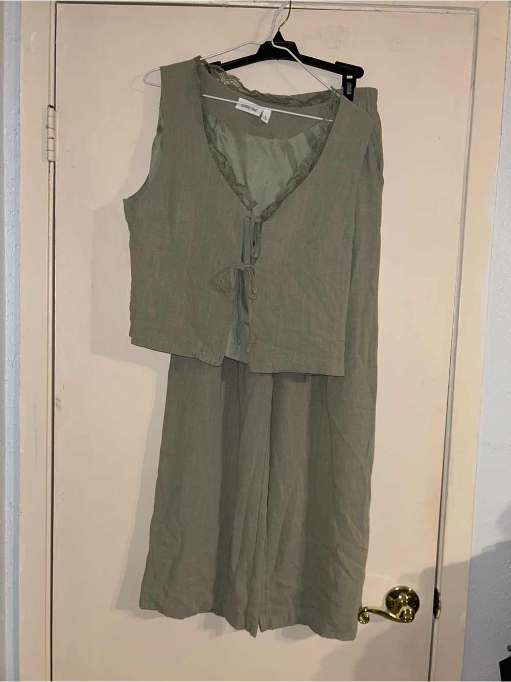 Light Olive Sage Two-Piece Tank & Wide Leg Set